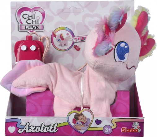 Interaktiv plysbegavet axolotl CHI CHI LOVE 20 cm med kabelbetjening