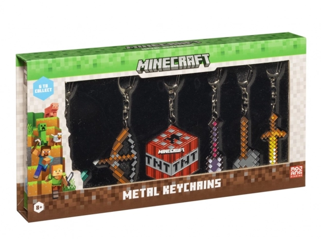 Minecraft metalnøglering i Deluxe pakke med 6 styk