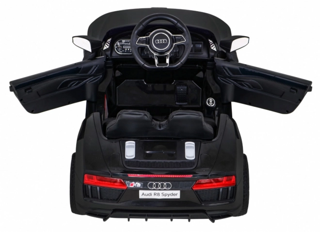 Audi R8 elektrisk legetøjsbil sort med fjernbetjening, EVA hjul, langsom start og MP3 LED