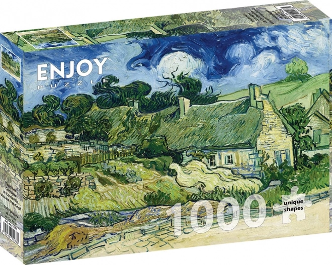 Nyd Vincent van Gogh puslespil: Stråtækte huse i Cordeville 1000 brikker