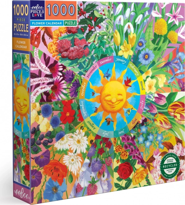 Firkantet puslespil eeBoo Blomstkalender 1000 brikker