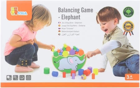 Træbalanceringsspil med elefant