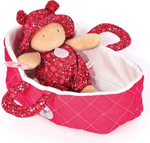 Doudou Jolijou dukke i lyserød bæretaske 20 cm