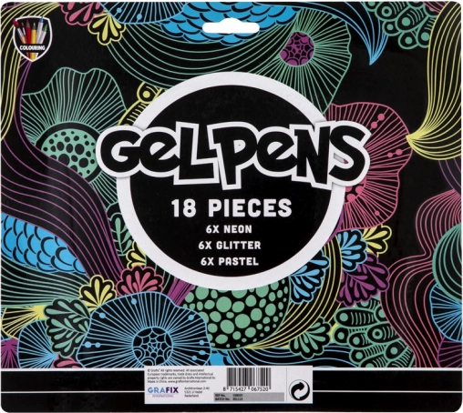Sæt med gelpenne 18 stk.