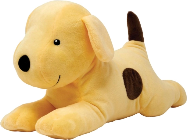 Plys hund gul med brune pletter