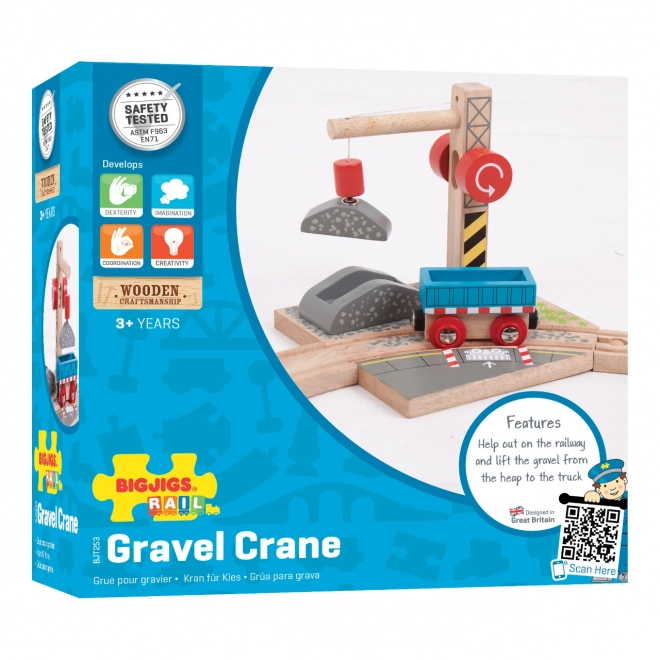 Bigjigs Rail Kran med Grus