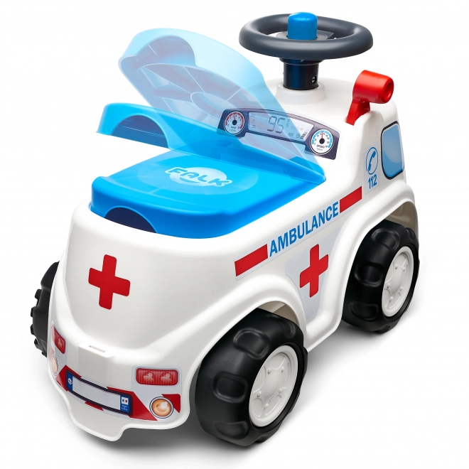 FALK Løbecykel Ambulance med åbent sæde og horn på rattet