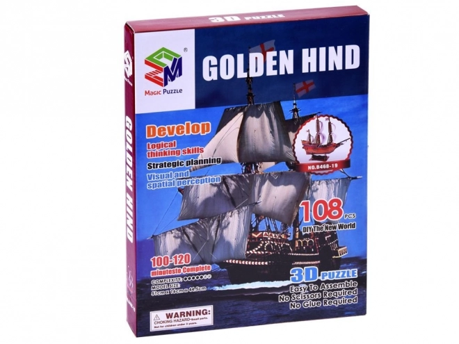 3D puslespil skib Golden Hind