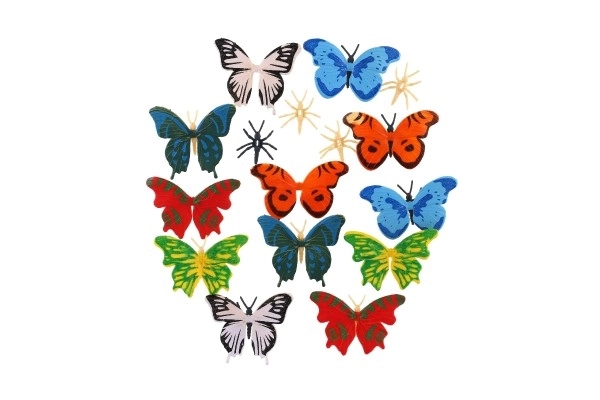 Sommerfugle 12 stk plastik 7-8cm i pose