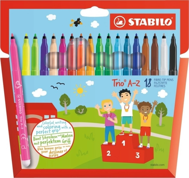 Tuschpenne STABILO Trio A-Z – sæt med 18 farver