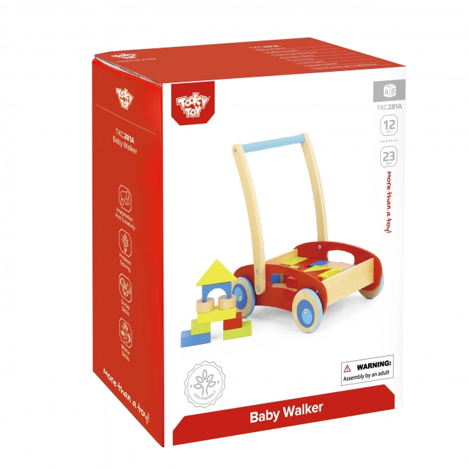 Træ gåvogn med klodser Tooky Toy