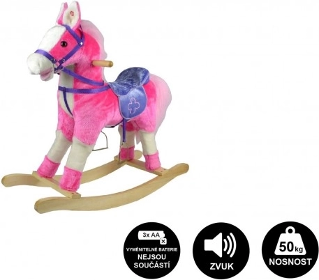 Gyngende plysunicorn 71 cm med lyd og bevægelse – Rosa