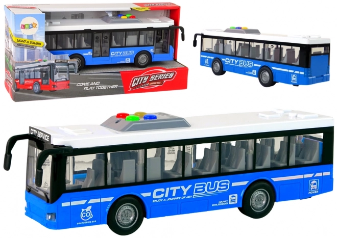 Interaktiv batteridrevet bus med lys og lyde blå 1:16
