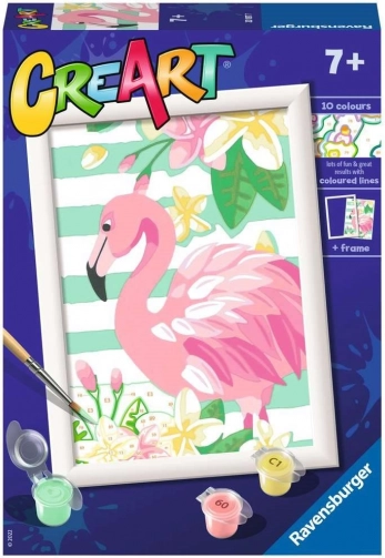 Kreativ maling efter tal: Lyserød flamingo 13x18 cm
