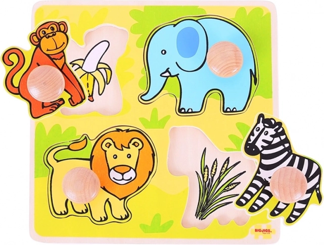 Bigjigs Toys mit første indsætningspuslespil safari (træ, 4 brikker)