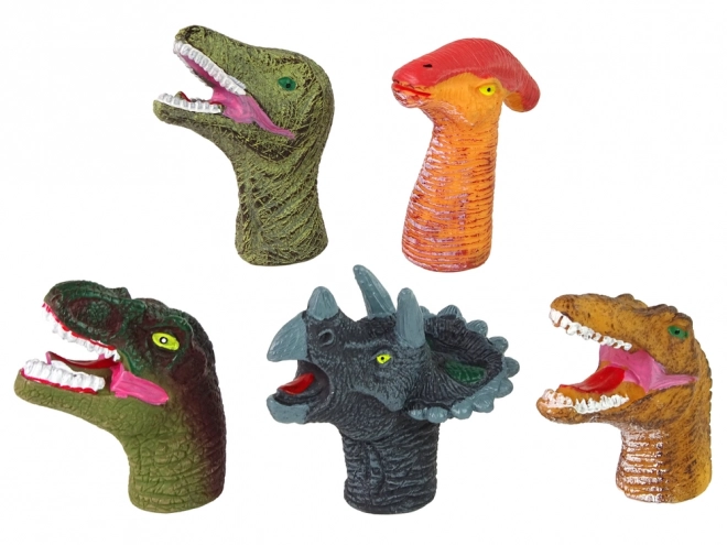 Farverige fingerdukker Dinosaurer, sæt med 5 stk
