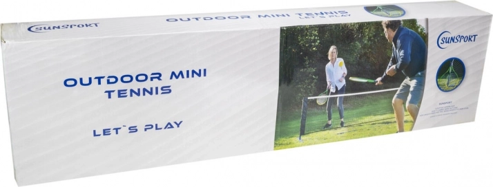 Mini-tennissæt med net, bolde og ketchere