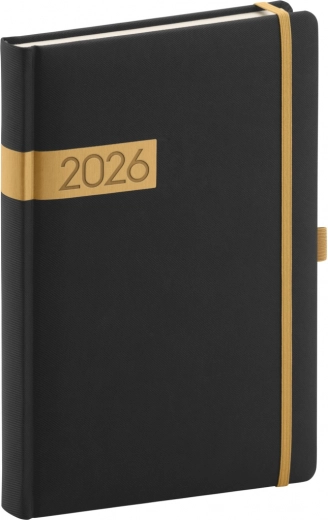 Daglig kalender Twill sort-guld 2026