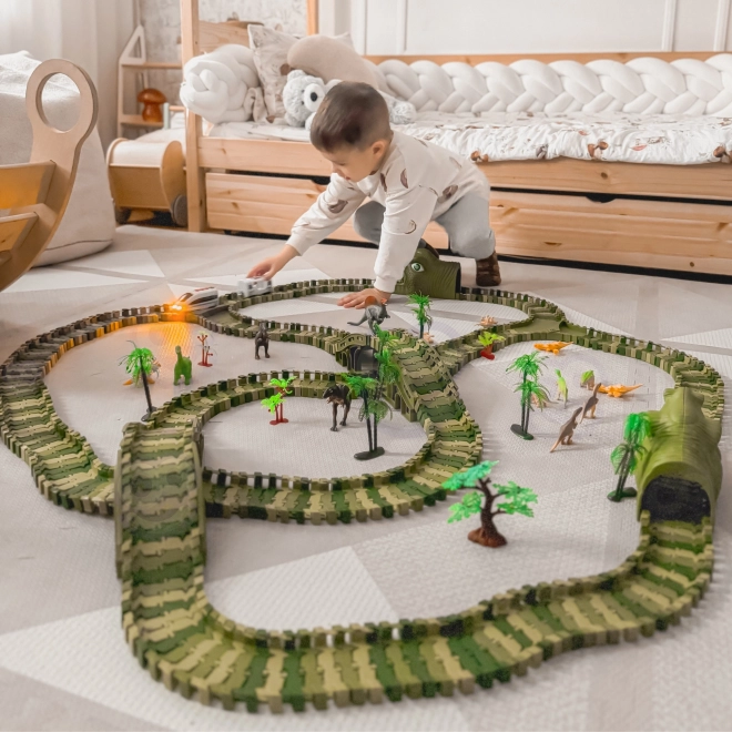 Dinosaur kapløbsbane med bil og figurer
