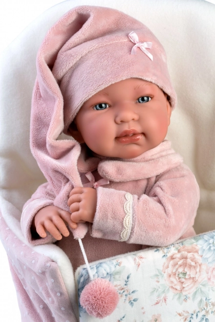 Llorens 84450 NYFØDT - realistisk dukke baby med lyde og blødt stoflegeme - 44 cm