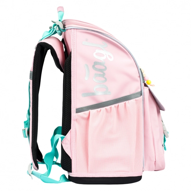 BAAGL 3 SET Zippy Regnbue Rosa: skoletaske, penalhus, pose