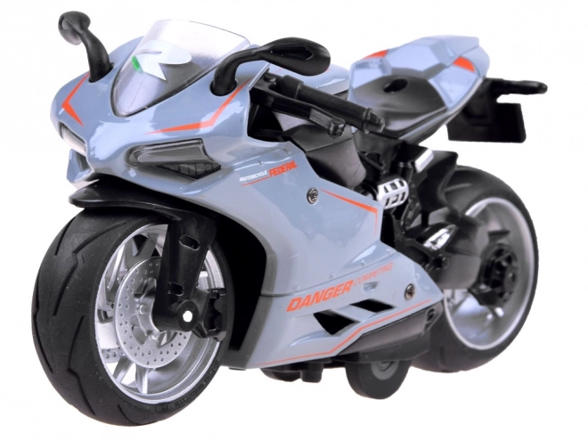 Metalmodel af motorcykel med trækfjeder – A