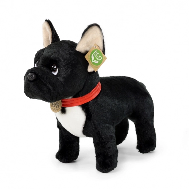 Plys fransk bulldog sort med halsbånd stående 30 cm MILJØVENLIG