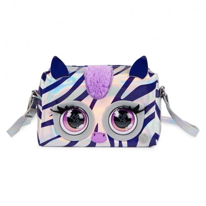 Metallisk interaktiv håndtaske Purse Pets zebra