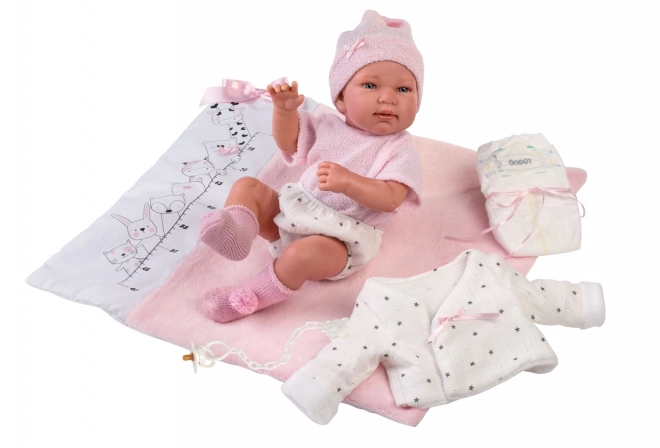 Realistisk babydukke med lyde og blødt krop 44 cm