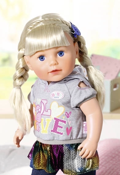 Store søster dukke BABY born med blondt hår