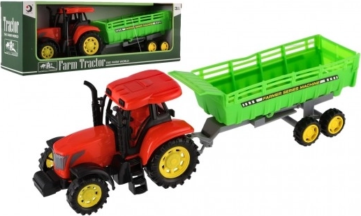 Plasttraktor til børn med anhænger 35 cm