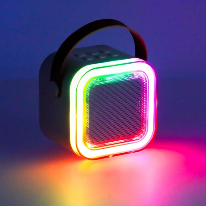 Karaoke sæt 2 mikrofoner + bærbar højttaler BLUETOOTH USB LED pink