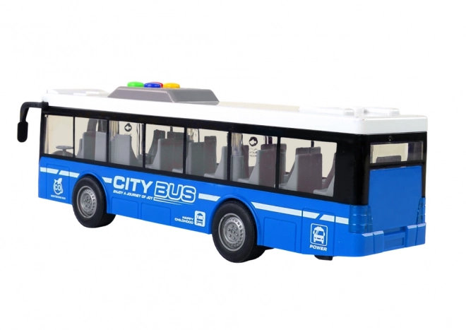 Interaktiv batteridrevet bus med lys og lyde blå 1:16