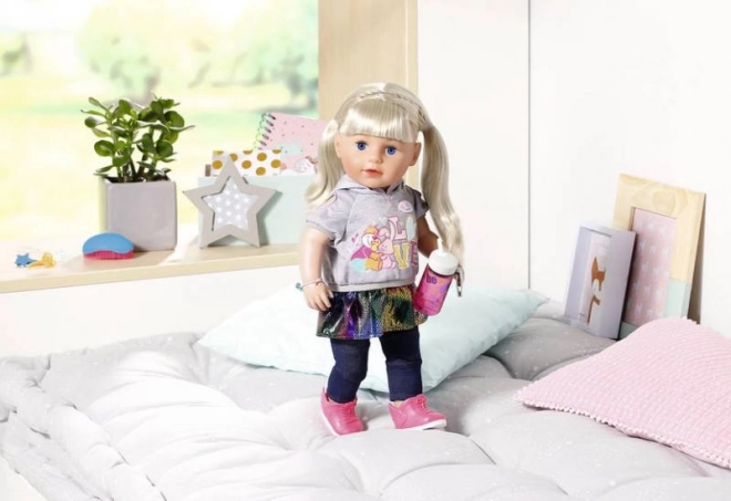 Store søster dukke BABY born med blondt hår