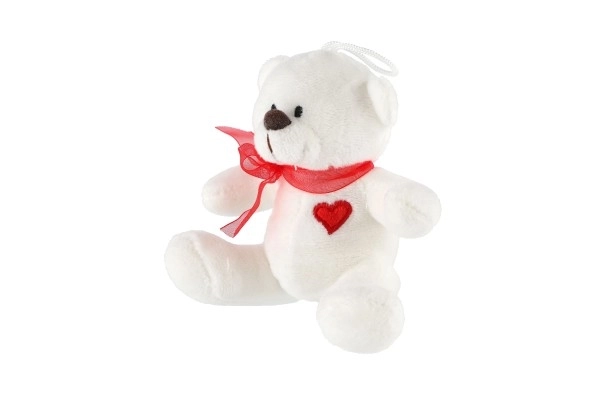 Plys bamse med sløjfe og hjerte 12 cm