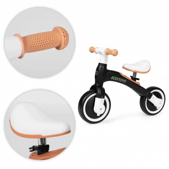 Løbecykel med pedaler og støttehjul sort ECOTOYS