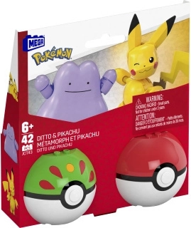 mega pokémon poké ball pikachu og ditto – byggesæt 42 dele