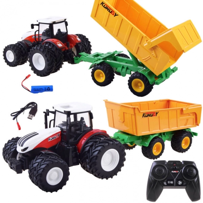Fjernstyret traktor med gummihjul + trailer RC0601