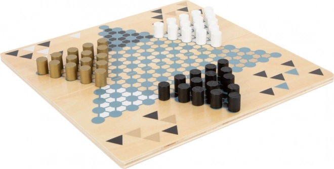 small foot Spillet Barrikader og Halma Gold Edition – dobbeltsidet brætspil i træ