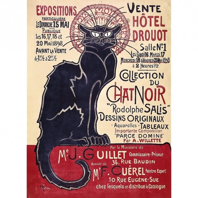 Træpuslespil Kunst: Steinlen - Sort kat, 200 brikker
