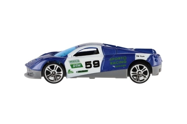 Bil sport 6 stk metal/plast 8cm med fri bevægelse i æske 10,5x27,5x4cm