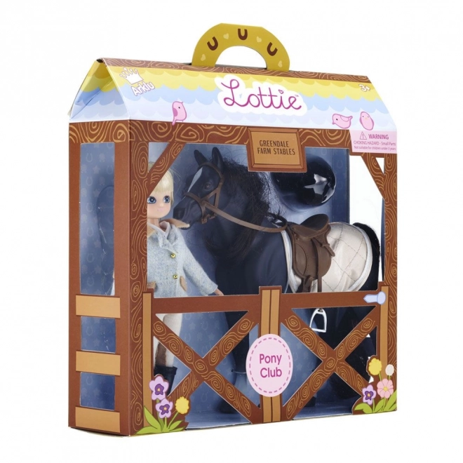 Lottie dukke i ridetøj med hest
