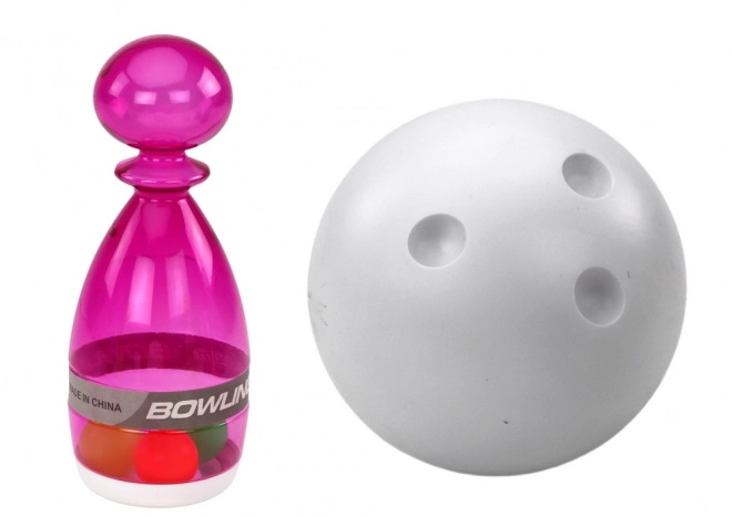 Bowling sæt med 6 transparente bowling kegler i farver