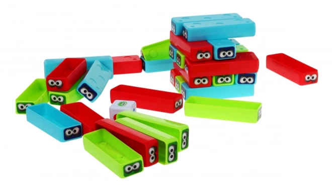 Mini Arcade Spil Jenga til børn 3+ Byggetårn + 30 farverige klodser + terninger