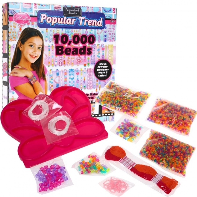 kreativt smykkesæt til børn 6+ med perler og sommerfuglebakke, 10.000+ dele