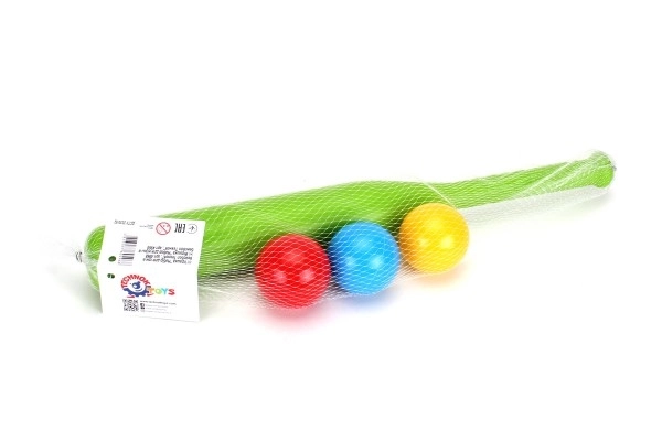Baseballbat 50cm + bolde 3stk plast 2 farver i net