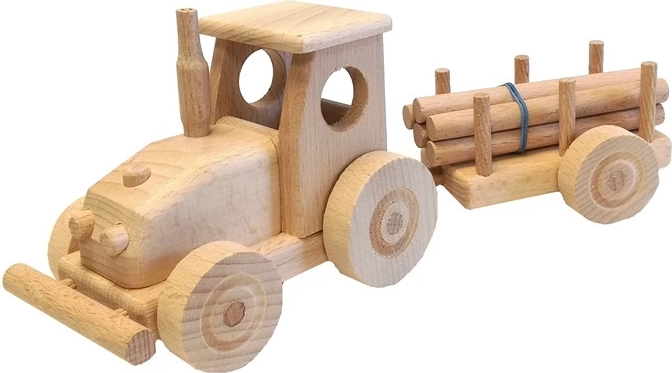 Trætraktor med trailer til børn