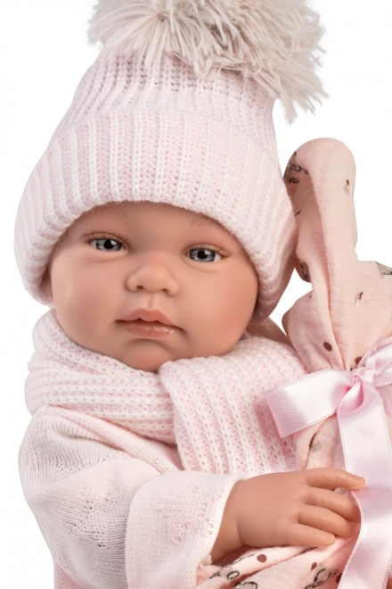 Llorens 84338 NEW BORN PIGE - realistisk dukke baby med fuldt vinylkrop - 43 cm