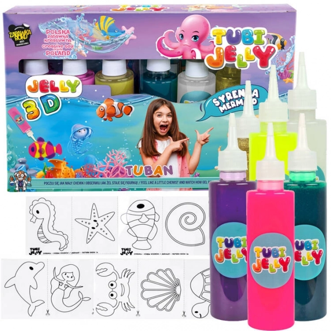 Tubi Jelly kreativt sæt havfrue 6 farver gelé figurer