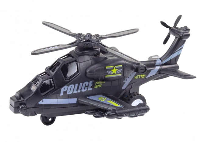 Politihelikopter med friktionsdrev, lys og lyd